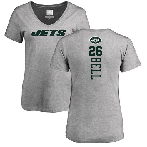 New York Jets Ash Women LeVeon Bell Backer NFL Football #26 T Shirt->women nfl jersey->Women Jersey